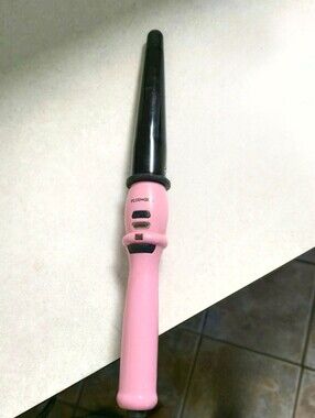 Plugged In Pink Curling Wand Hair Styling Iron Tapered Ceramic